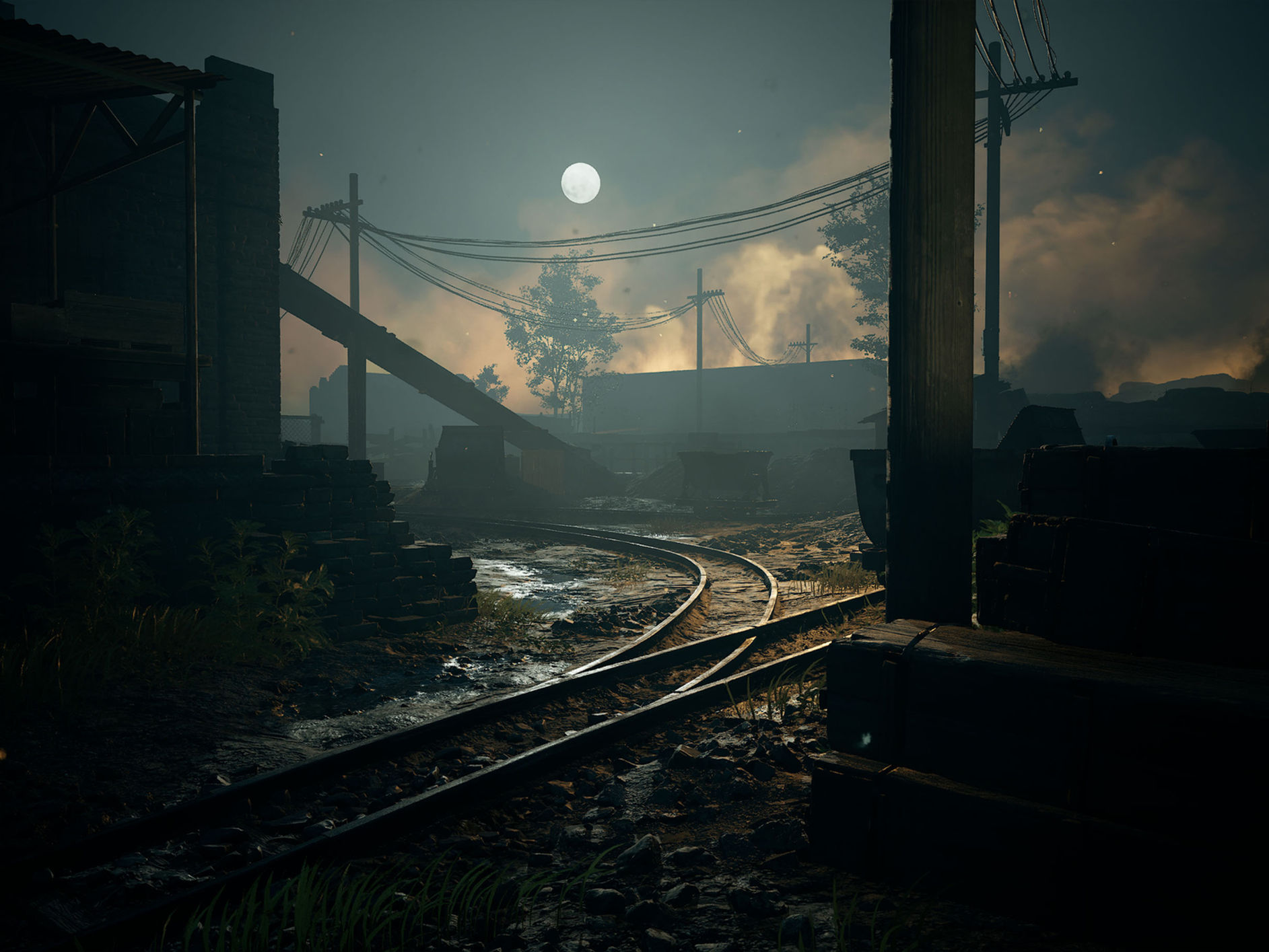 Moonlit railway scene used as a visual reference
